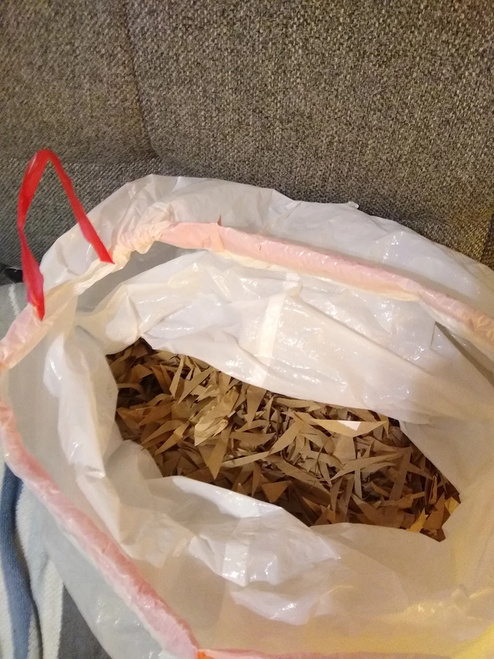 bag of shredded paper